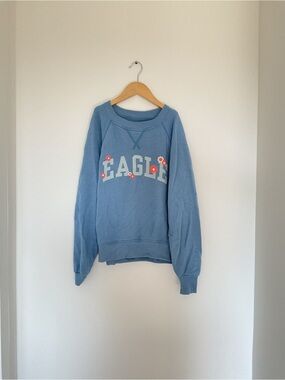 American Eagle Outfitters Blue Crewneck Sweatshirt with Floral Logo